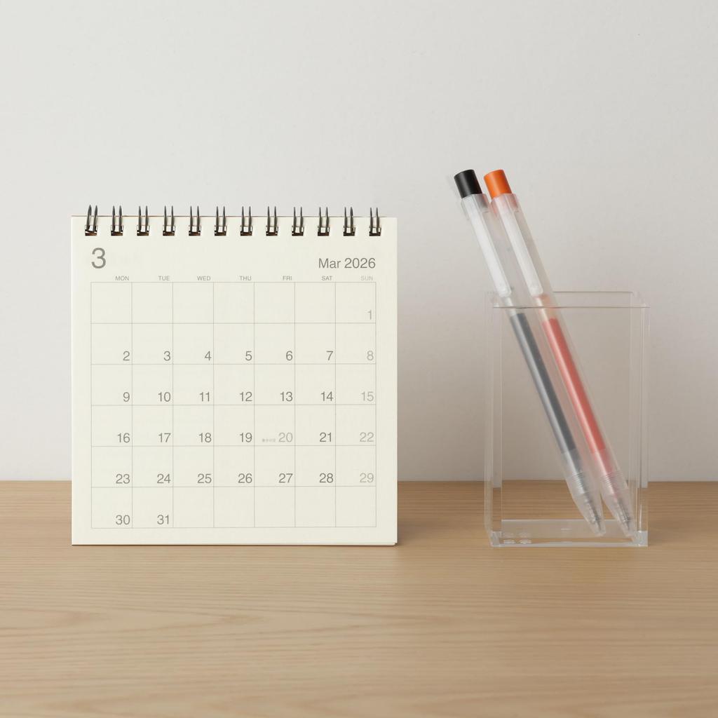 MUJI Бумага из багассы Понедельник Март 2026 Март 120 x 120 76418917 Календарь, Начало, Маленький, - 2027, Прибл.. мм, Настольный,
