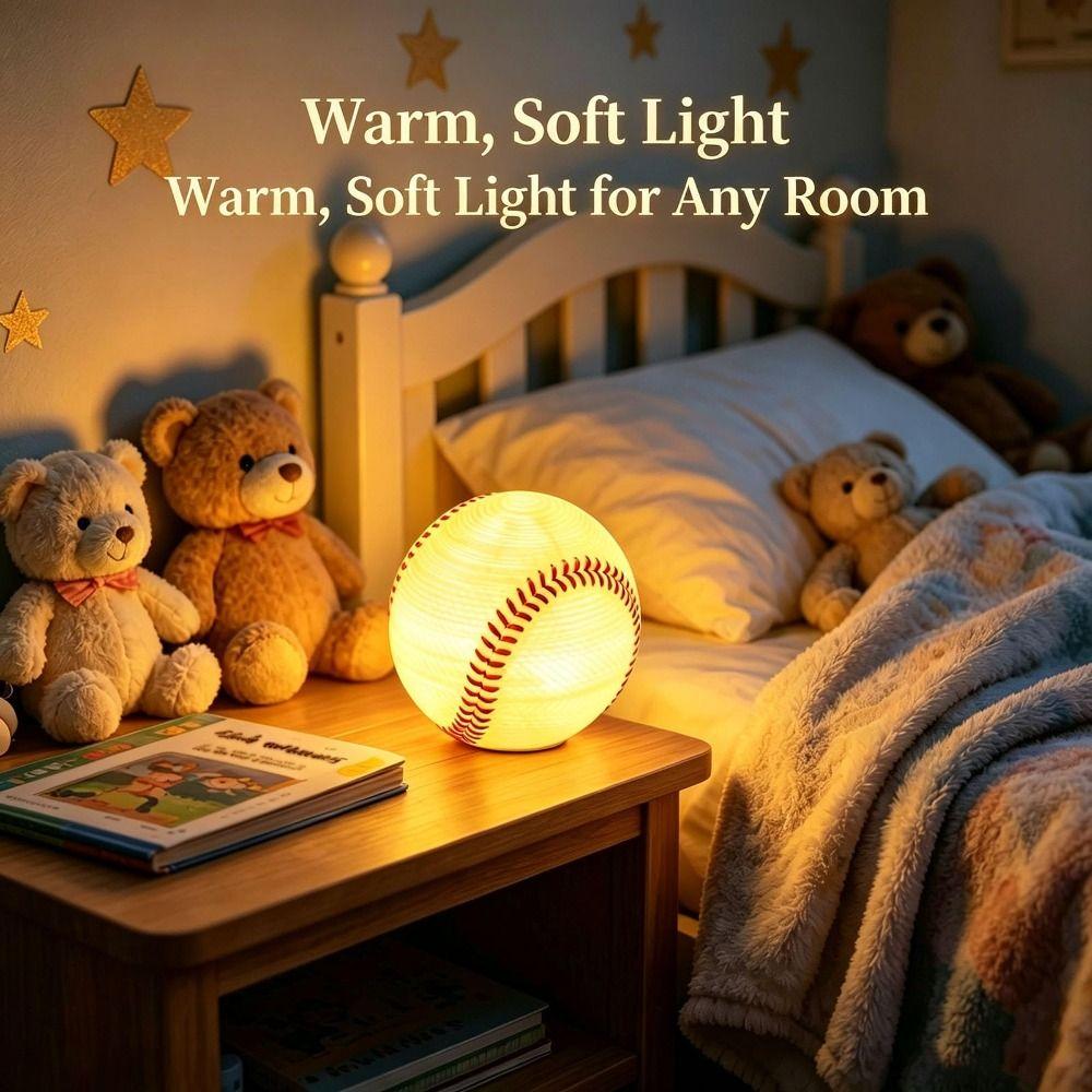 Silicone Softball Lamp Gift 3D Bedside Lamp Sport Theme Softball Night Light Kids Room