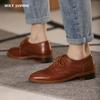 2024 Новая весна/осень женская обувь Оксфорды для женщин Натуральная кожа балетки Броги Винтаж шнуровка повседневные коричневые туфли для девочек