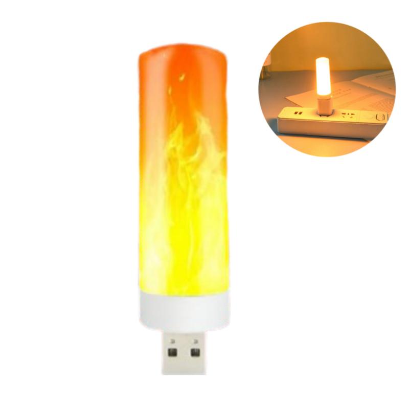USB светодиодный ночник с пламенем, мигающие свечи, для внешнего аккумулятора, эффект освещения для кемпинга, лампа для книг, внутреннее освещение для спальни