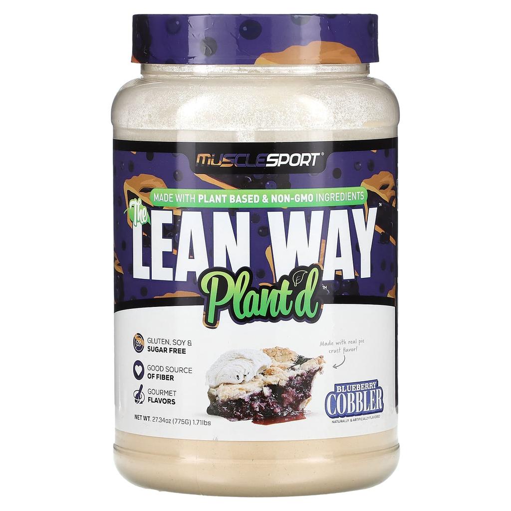 MuscleSport Lean Whey, Planted, Blueberry Cobbler, 1.7 Lb (775 G)