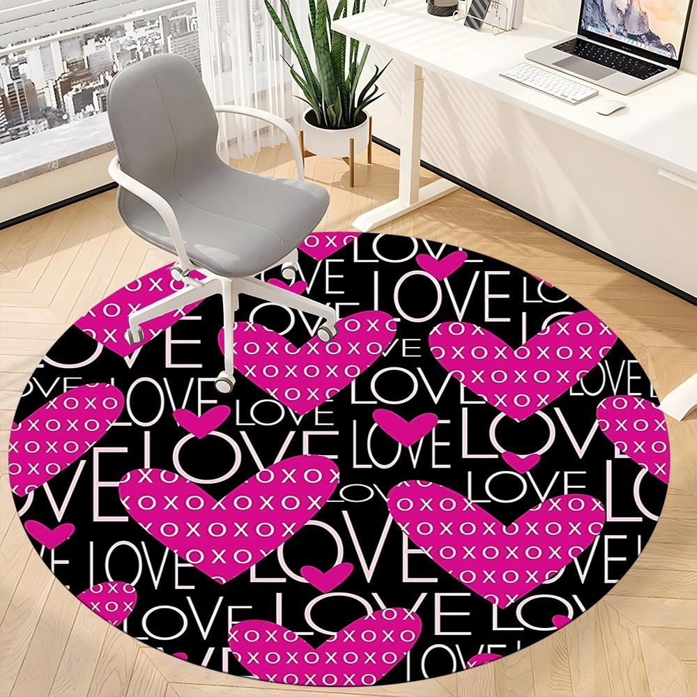 1pc Love Hearts Pattern Chair Carpet for Office, Non-slip, Soft and Durable Office Rug, Perfect for Office yy251227155