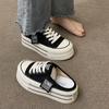 Summer New Platform Height Increasing Slippers Trendy Easy To Match Slip-on Lofter Half Slippers Fashionable Casual Canvas Shoes for Women
