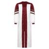 Mens Choir Robe Halloween Cosplay Theme Party Costume V Neck Embroidered Stripes Long Sleeve Clergy Gown