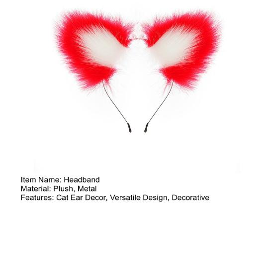 Плюшевый ободок с кошачьими ушками Прочный металлический ободок Универсальный дизайн Обруч для волос Реквизит для косплея Аксессуар для волос
