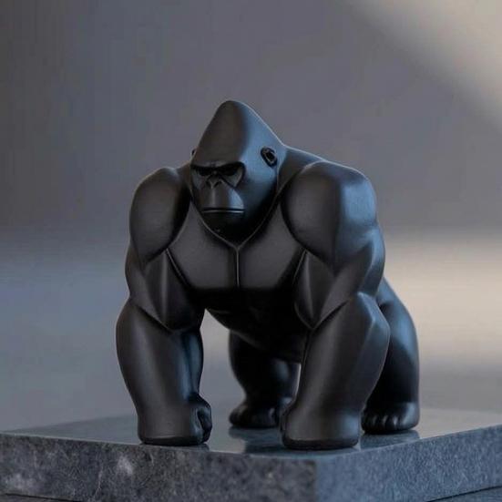 3D-печатная скульптура гориллы, орнамент, минималистичная современная арт-фигурка с детализированной текстурой, экологичный декор для гостиной, офисного стола