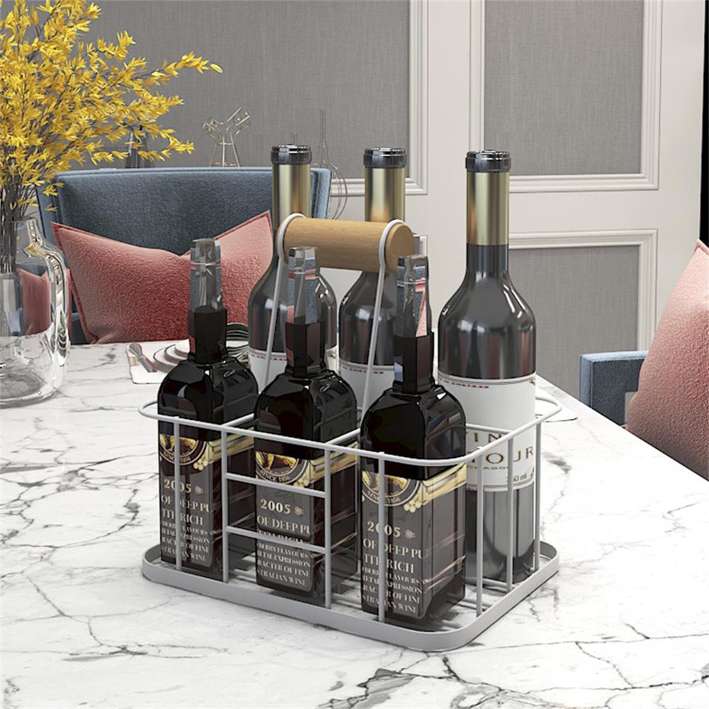 Metal Wire Basket Holds 6 Bottles, Drinks Bottle Carrier with Handle for Beer Soda, Beverage Carrier for Outdoor Family Party