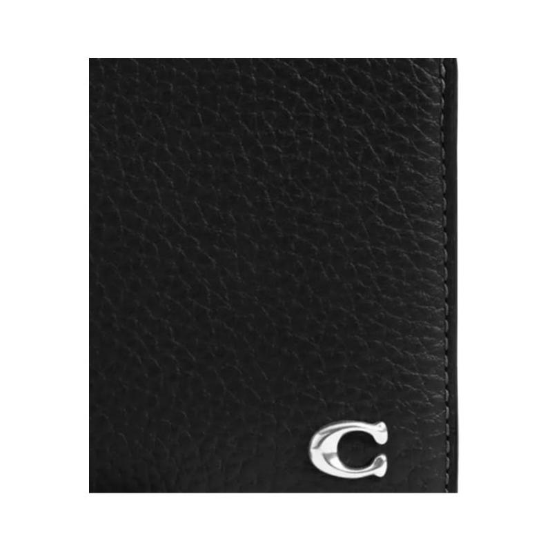 Coach 11 складная застежка цепочка коровья кожа кошелек мужской черный черный