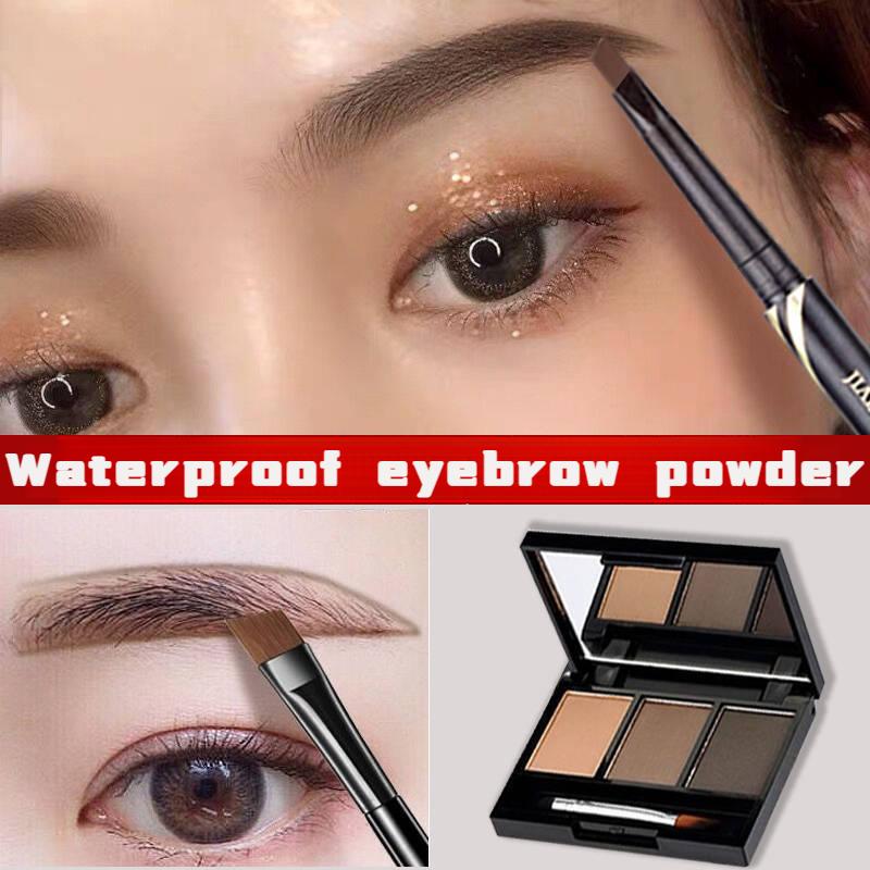 Трехцветная пудра для бровей, долговечная водостойкая неотбеливающая натуральная трехмерная многофункциональная подставка для теней для век, студенческая косметика
