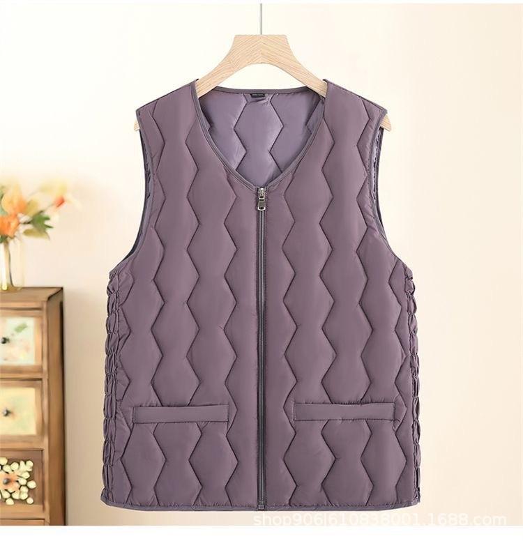Autumn and Winter Women's Vest Liner, Light Feather Velvet Down Cotton Vest Thermal Vest, Slim-fitting Short Collar Vest