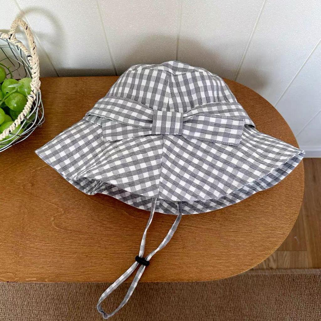 Женская солнцезащитная клетчатая шляпа в японском стиле с бантом-бабочкой - Широкие поля для более стройного вида