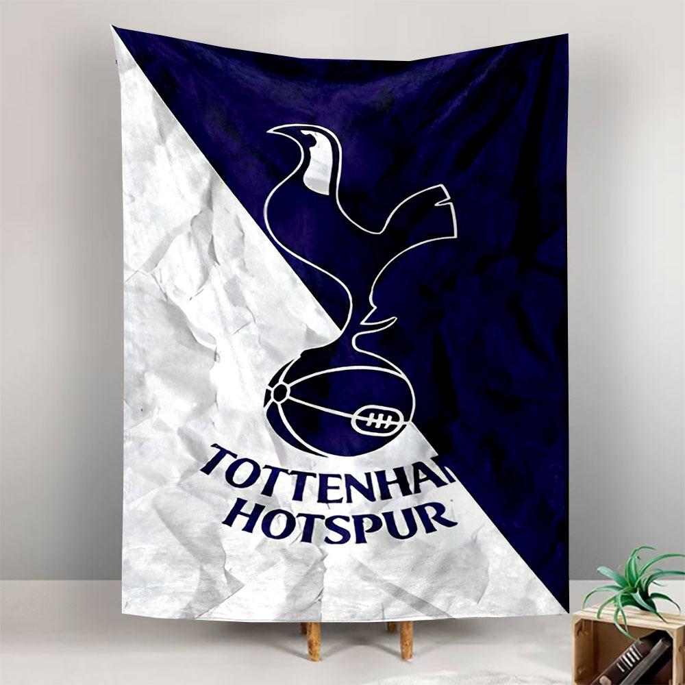 Tottenham Hotspur Cockerel Emblem Crumpled Navy White Flag Wall Tapestry Football Club Banner Decor for Fan Cave Bedroom Gift