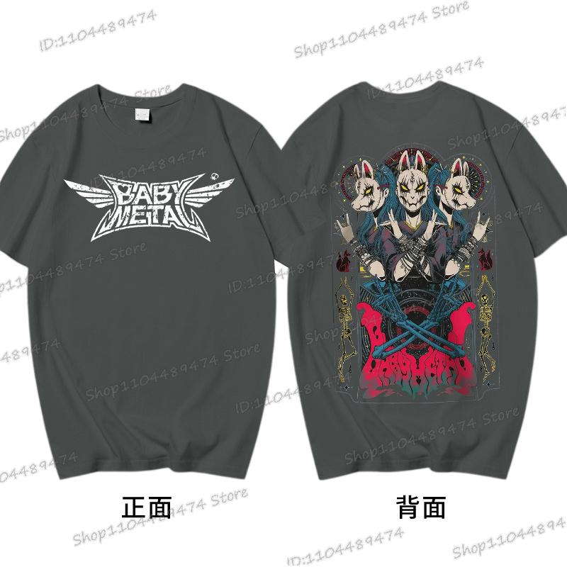 Хип-хоп группа Babymetal Футболки Мужские Харадзюку Хип-хоп Топы с круглым вырезом Футболки Японский стиль Babymetal Y2K Унисекс Хлопок Уличная одежда