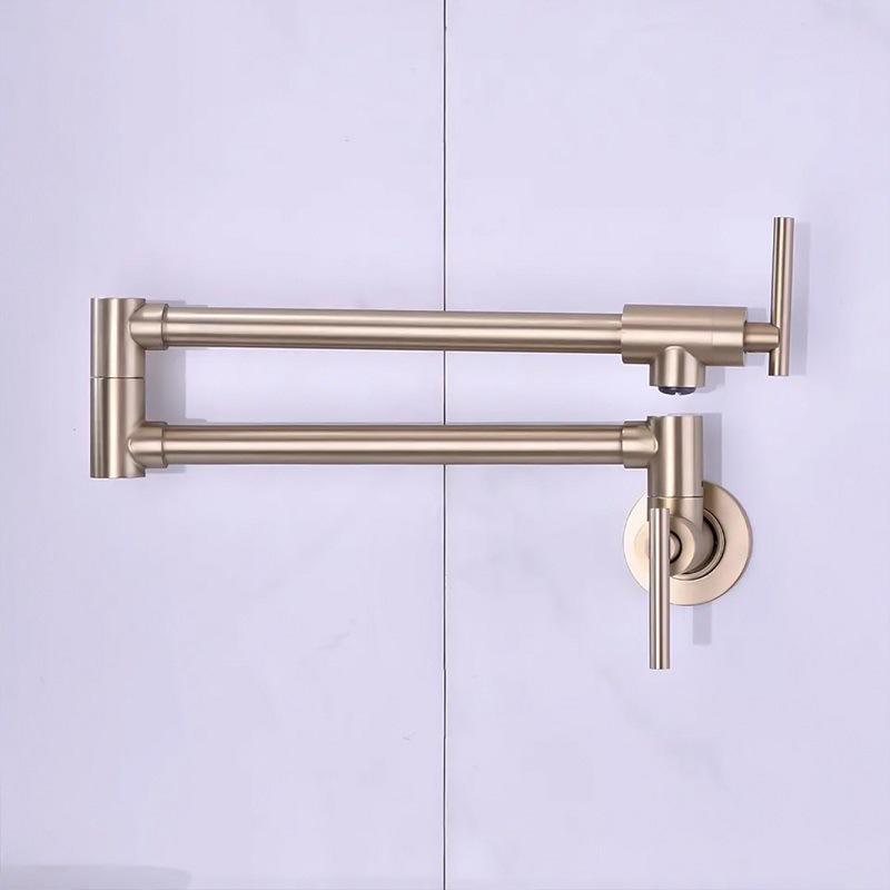 Foldable Kitchen Faucet Brushed Gold Pot Filler Tap Wall Mounted Single Cold Gray Tap Rotation Foldable Spout Sink Faucets
