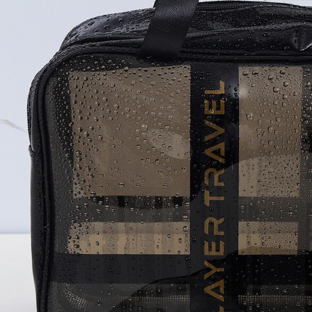 Clear Women Cosmetic Bag Double-Layer Makeup Pouch Handbag Toiletry Storage Bag Toiletry Organizer