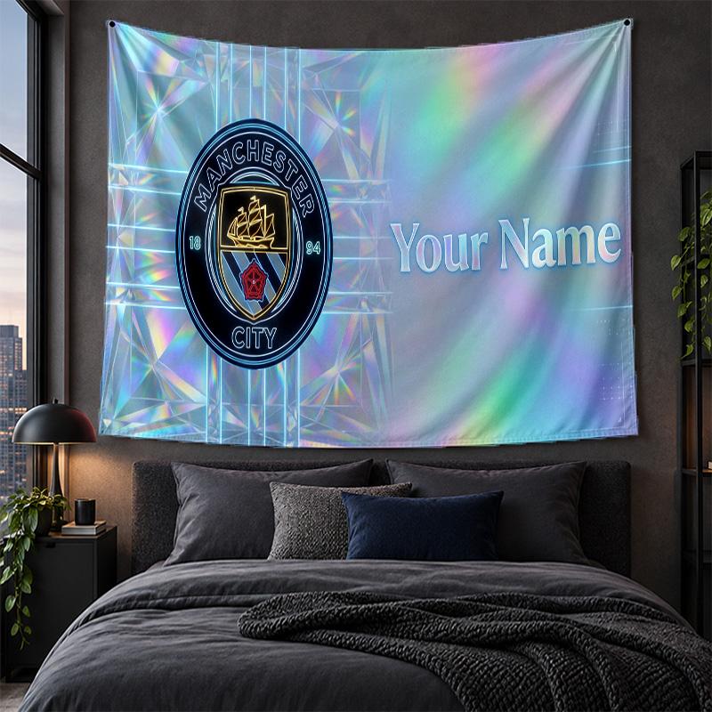 Personalized Tapestry Wall Hanging Manchester City Pattern Art Background Cloth