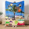 Cartoon Park South Print Flannel Blanket High Quality Warm Comfortable Cover for All Seasons Perfect for Gifts Home Decor