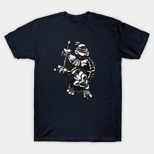 Men Black Print T-shirt Raphael 1984 No-Cut Transfer Paper Print Cotton Tshirt
