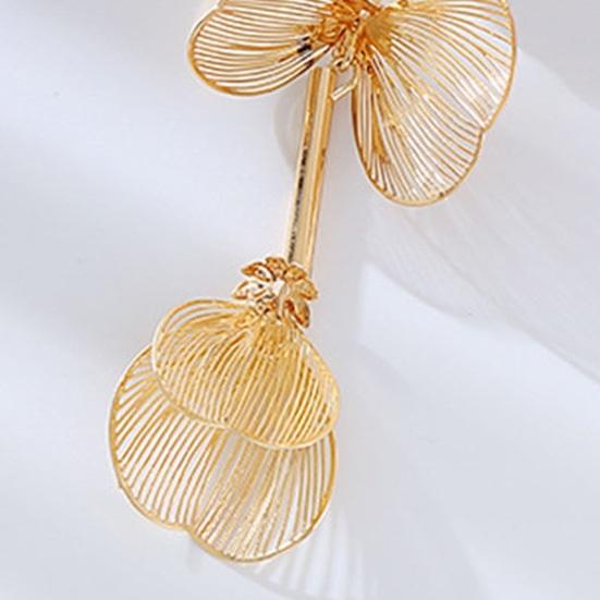 1 пара женских висячих лепестков, полированный цветок в форме горного хрусталя, декор для ушей, гальваническое покрытие для ушей