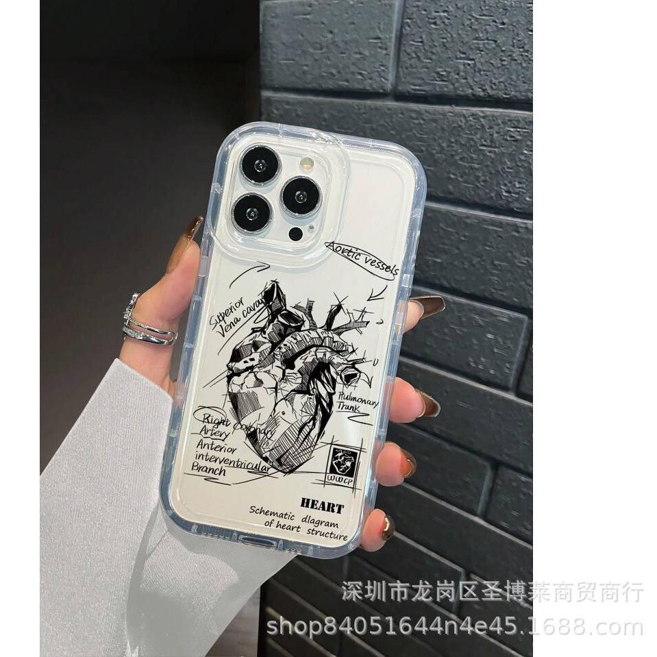 Эскиз сердца для чехла iPhone 15 iphone12promax прозрачный 14/13/11/XR подушка безопасности 16