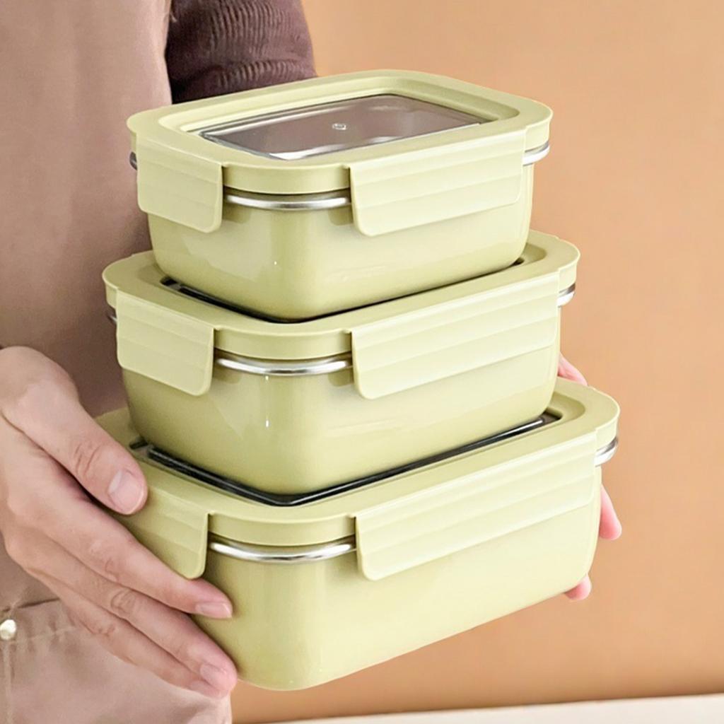 Microwave 304 Stainless Steel Compartment Lunch Box Stackable Leak-proof Student Bento Box Food Container For Cold And Hot Food