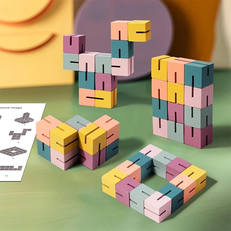 НОВЫЕ 3D Деревянные Игрушки Кубик Сома Дети Раннее Образование Строительный Блок Монтессори Головоломка Игры Игрушки Штурм Мозга Игра Сенсорная Игрушка