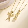 Nidin Trendy Hip-Hop Cubic Zirconia Dumbbell & Weightlifter Gym Pendant Necklaces Clavicle Chain Fitness Jewelry For Men Women