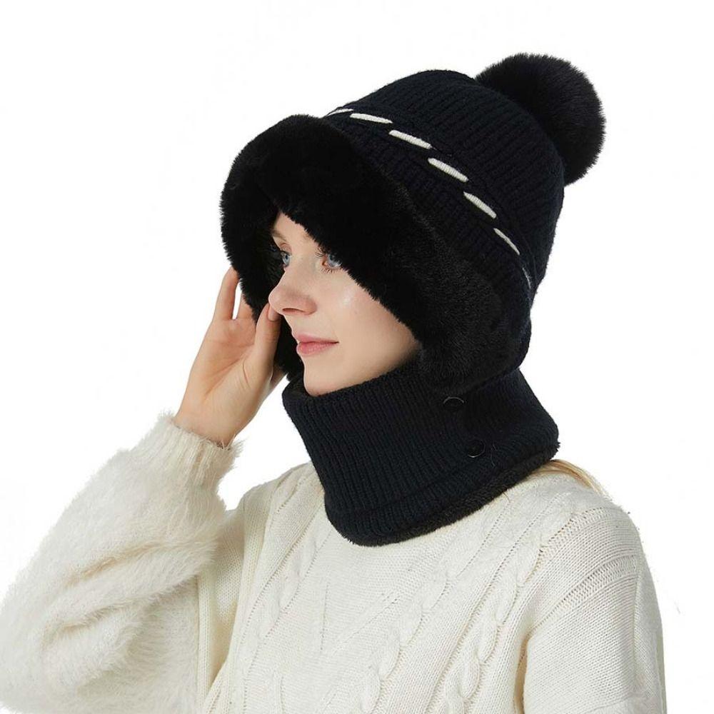 Windproof 2in1 Scarf Hat Thicken Warm Balaclavas Hat Casual Winter Cap Mask Set Ski
