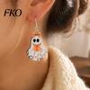 Hypoallergenic Alloy Hooks Cute Reading Ghost Earrings, Sweet Bowknot Drop Polished Acrylic Charms Lightweight Halloween Jewelry for Women Girls