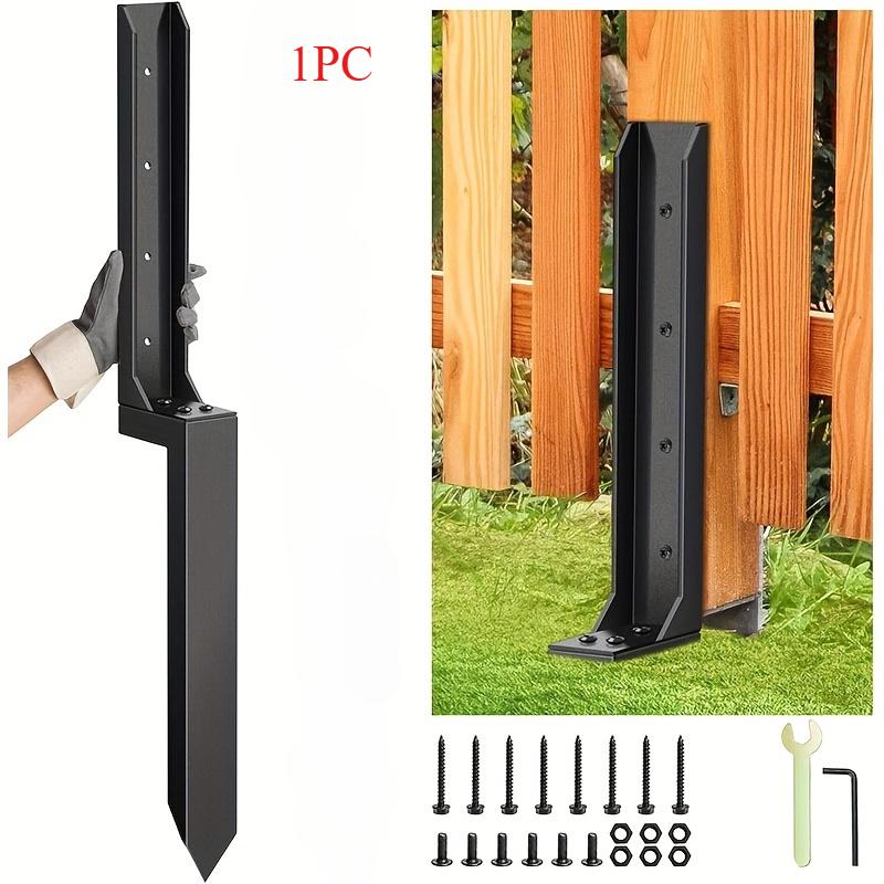 1/2 шт. Сверхпрочный стальной комплект для ремонта столбов забора с грунтовыми анкерами - Черный, Идеально подходит для деревянных и металлических заборов, Комплект для ремонта столбов