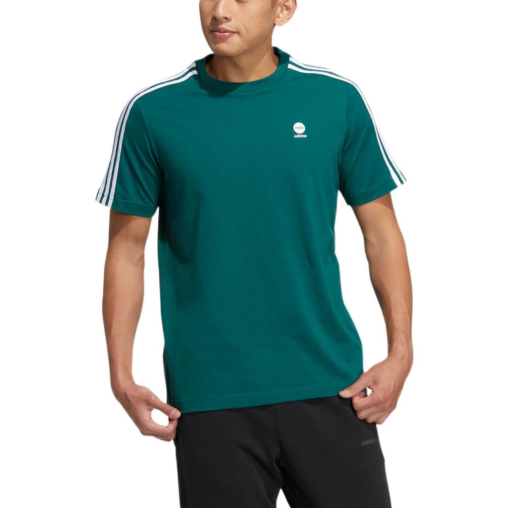 Adidas Neo Stripe Logo Casual Home T-Shirt Men Tops Green HT7350