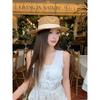 Sweet and colorful butterfly ribbon straw hat for women, summer seaside vacation style, large brim sun protection hat, foldable hat