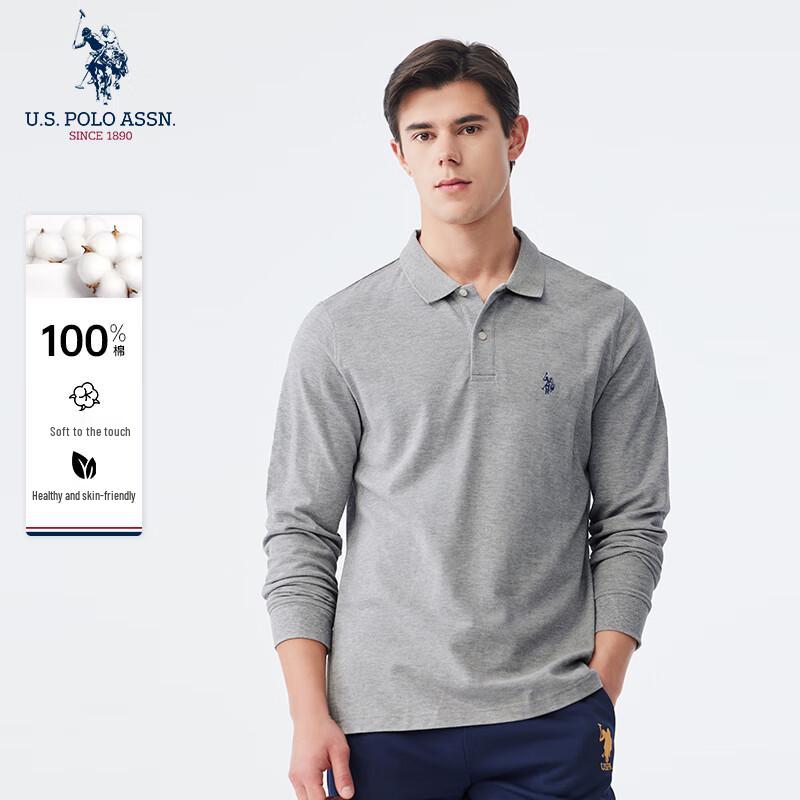 U.S. Polo Assn. Мужская рубашка-поло с длинным рукавом в стиле business casual
