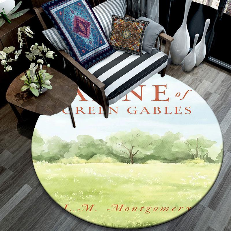 Anne of Green Gables Art pattern round rug,Carpet Rug for Living Room Bedroom Playroom ,Non-slip Floor Mat,Holiday Gifts and Birthday Gifts.