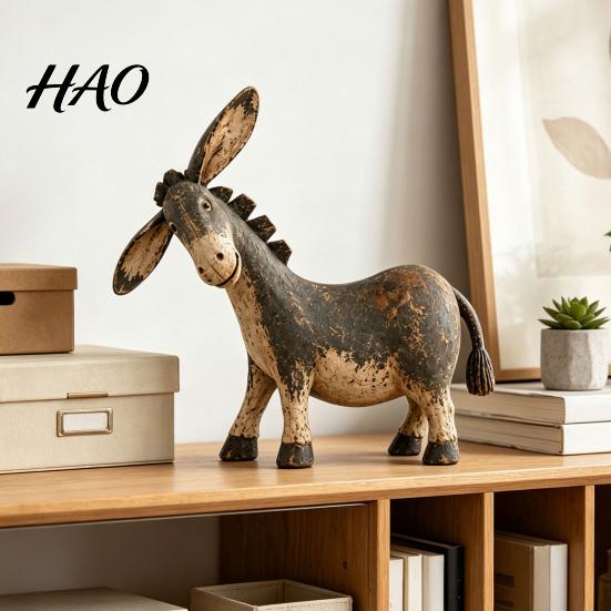 Decorative Accents for Shelves Rustic Donkey Figurine, Vintage Farm Style Animal Statue, Whimsical Tilted Old Book Pieces Head Ornament Farmhouse