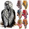 90*90CM Cashew Print Square Hijab Scarf Elegant Ladies Soft Satin Shawl Stylish Women's Decorative Beach Towel