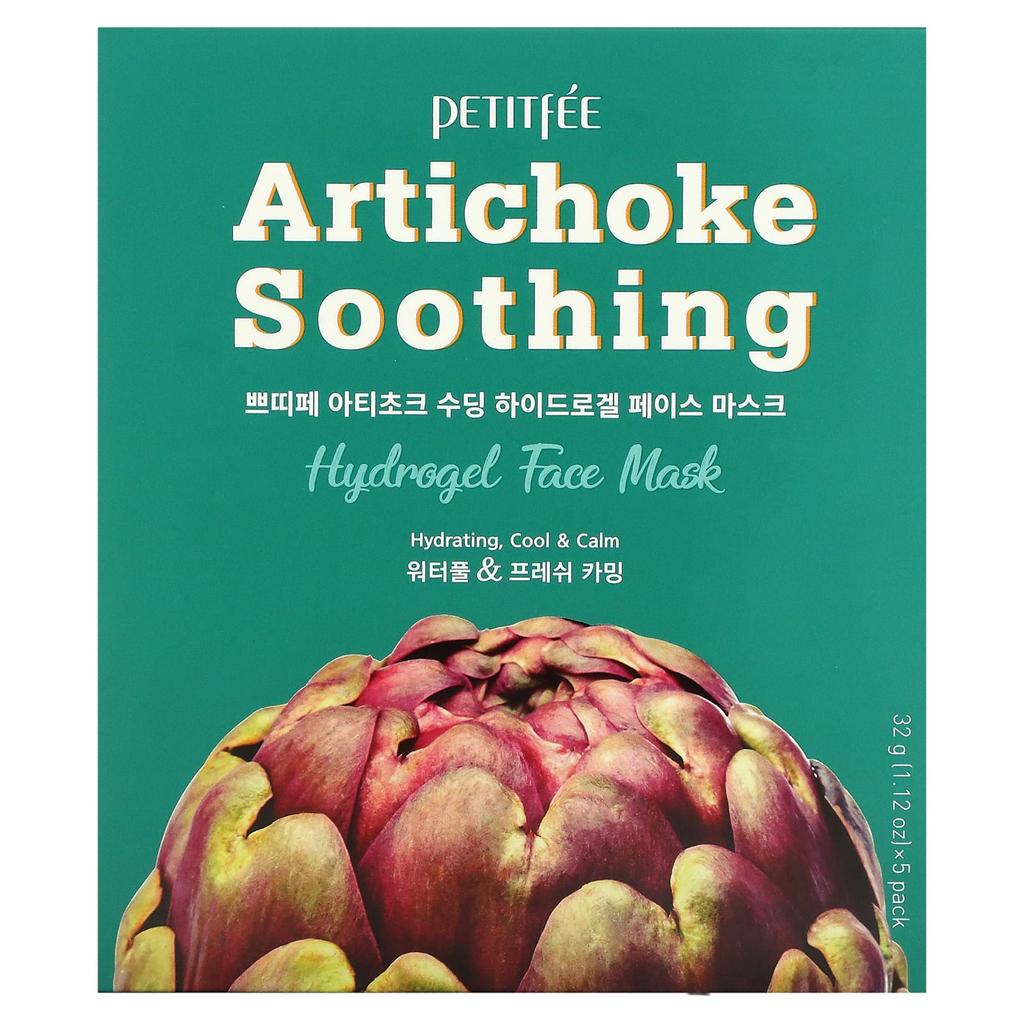 Petitfee Artichoke Soothing, гидрогелевая косметическая маска для лица, 5 листов, 32 г (1,12 унции)
