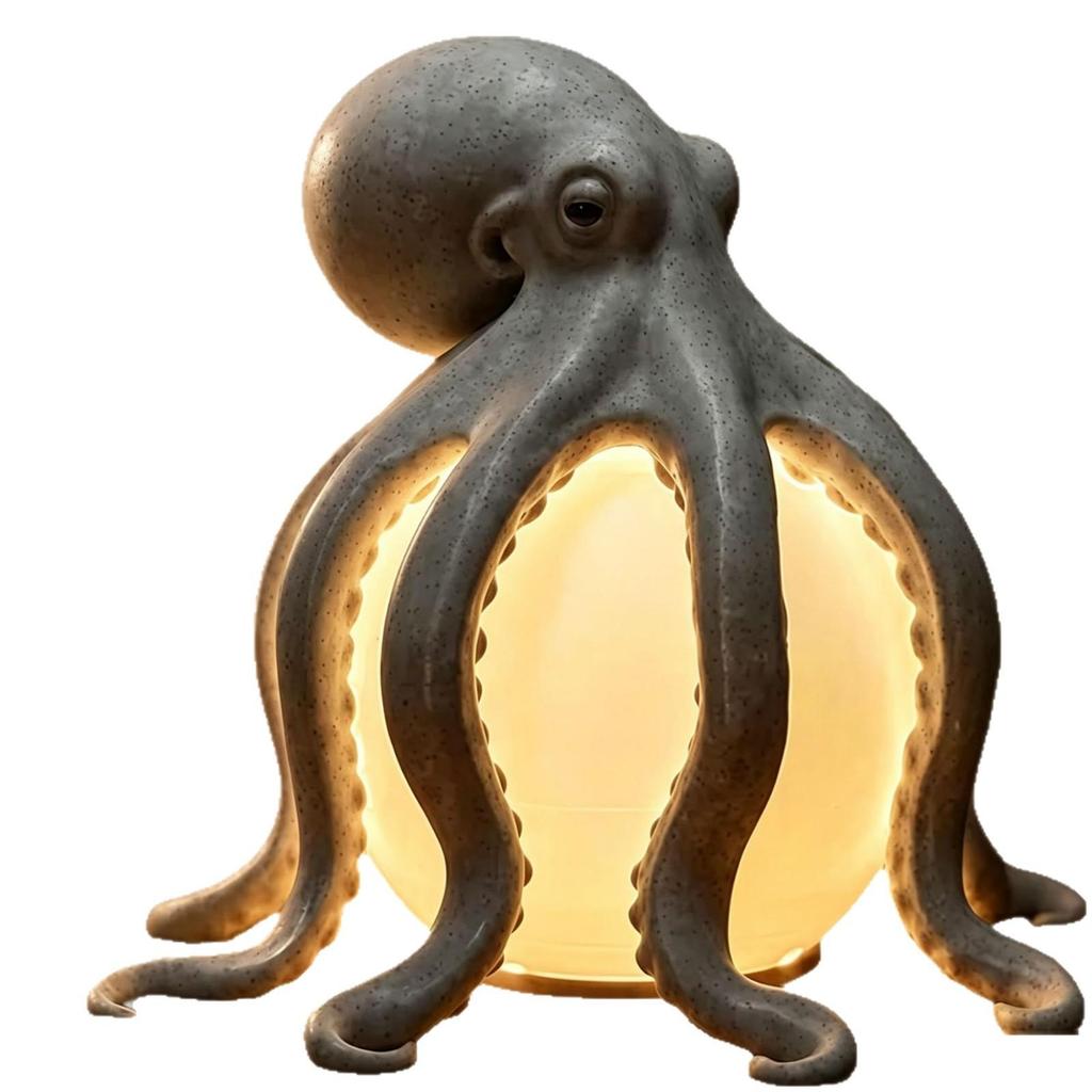 Creative Octopus Night Light, Resin Octopus Table Lamp, USB-Rechargeable Bedside Lamp, Bedroom Home Decor Light