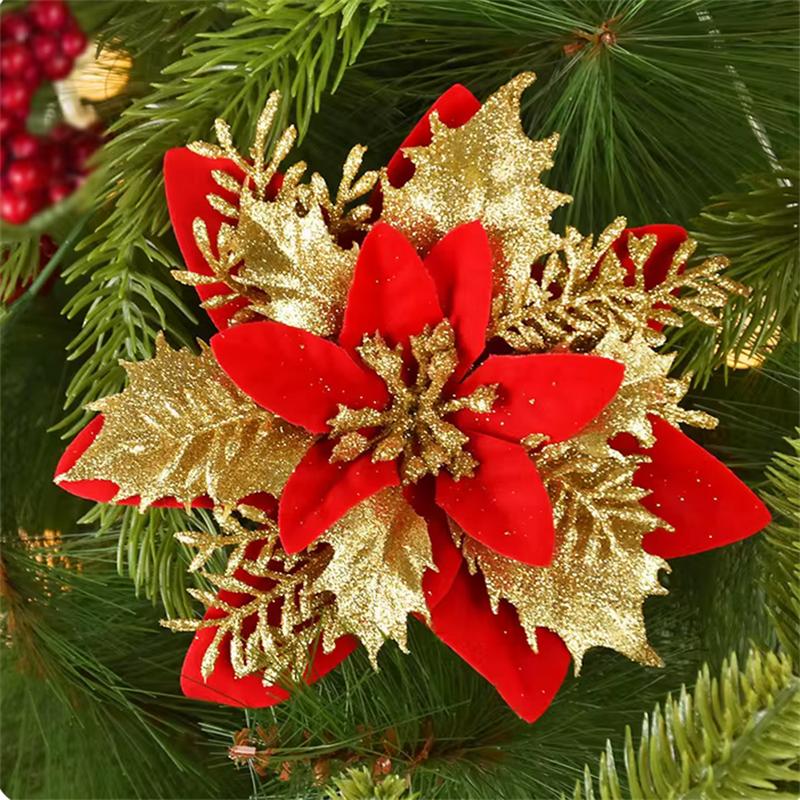 14 см подарочный новогодний блеск искусственный для дома веселые рождественские украшения рождественские цветы елочные украшения 1 шт нежные ювелирные изделия