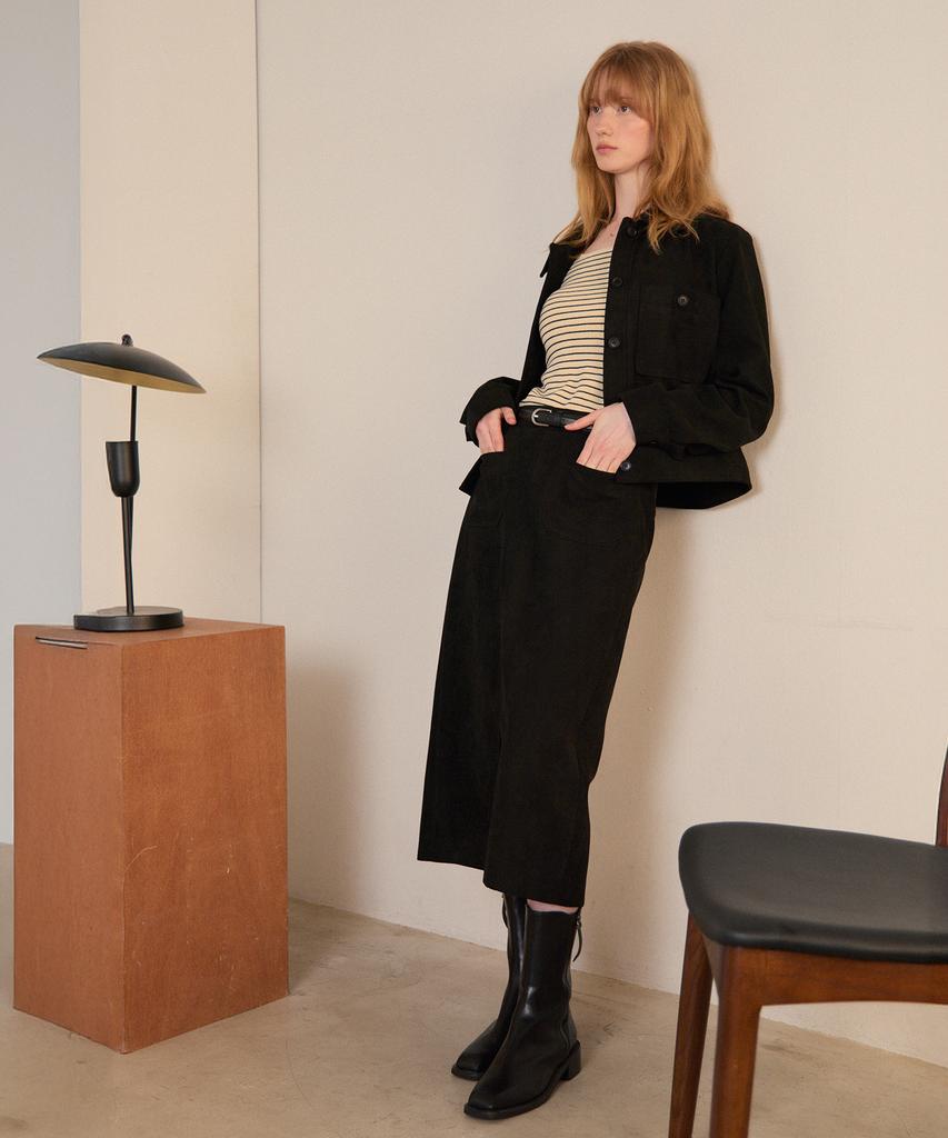 Mind Bridge Woman [W] H-Line Suede Out-Pocket Skirt - 2 Colors
