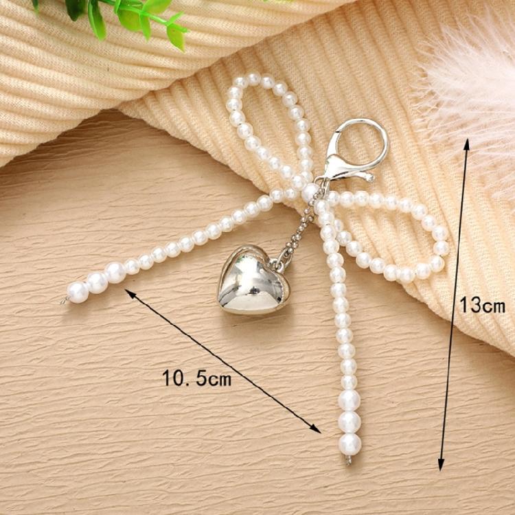 Fashion Pearls Beaded Bowknot Keychain Pendant Decoration Bag Backpack Charm