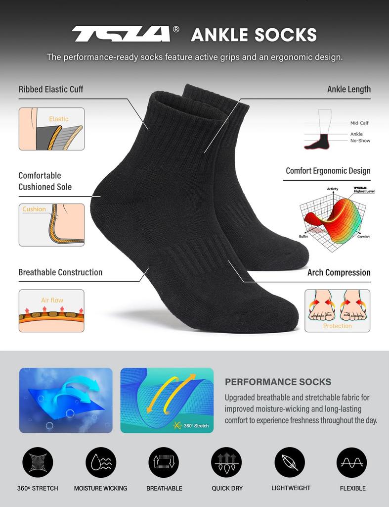 Спортивный комплект Tesla для мужчин и носки с высоким голенищем, унисекс, антибактериальный, устойчивый к запаху, влагоотводящий, быстросохнущий, с амортизацией, для улицы, повседневный, 3 пары