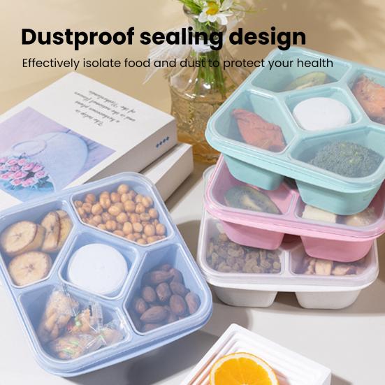 Большой контейнер для закусок с крышкой, поднос для сервировки с 5 отделениями, встроенные контейнеры для соусов, контейнер для хранения закусок без содержания бисфенола А, фруктов и орехов