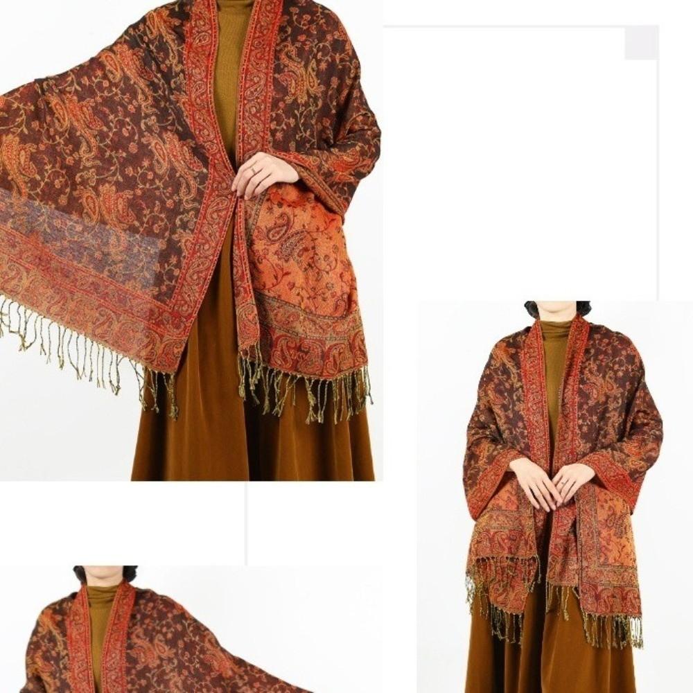 Ethnic Style Sunscreen Shawl Tassels Cashmere Scarf Head Wraps Paisley Shawl Beach