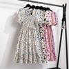 Spring Summer Chiffon Dresses Fashion Female Elastic Waist Short Sleeve Pleated Casual Dress Women A-line Dresses