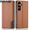 PKCASE Противоударный Чехол-книжка с отделением для карт из кожи для Samsung S25 Edge S24 S23 FE Plus A17 A07 A56 A36 A26 A16 A06