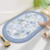 Flowers Print Bath Mat Bathtub Area Mat Absorbent Non Slip Shower Mat Quick Drying Diatom Mud Bathroom Rug Entrance Door Mats