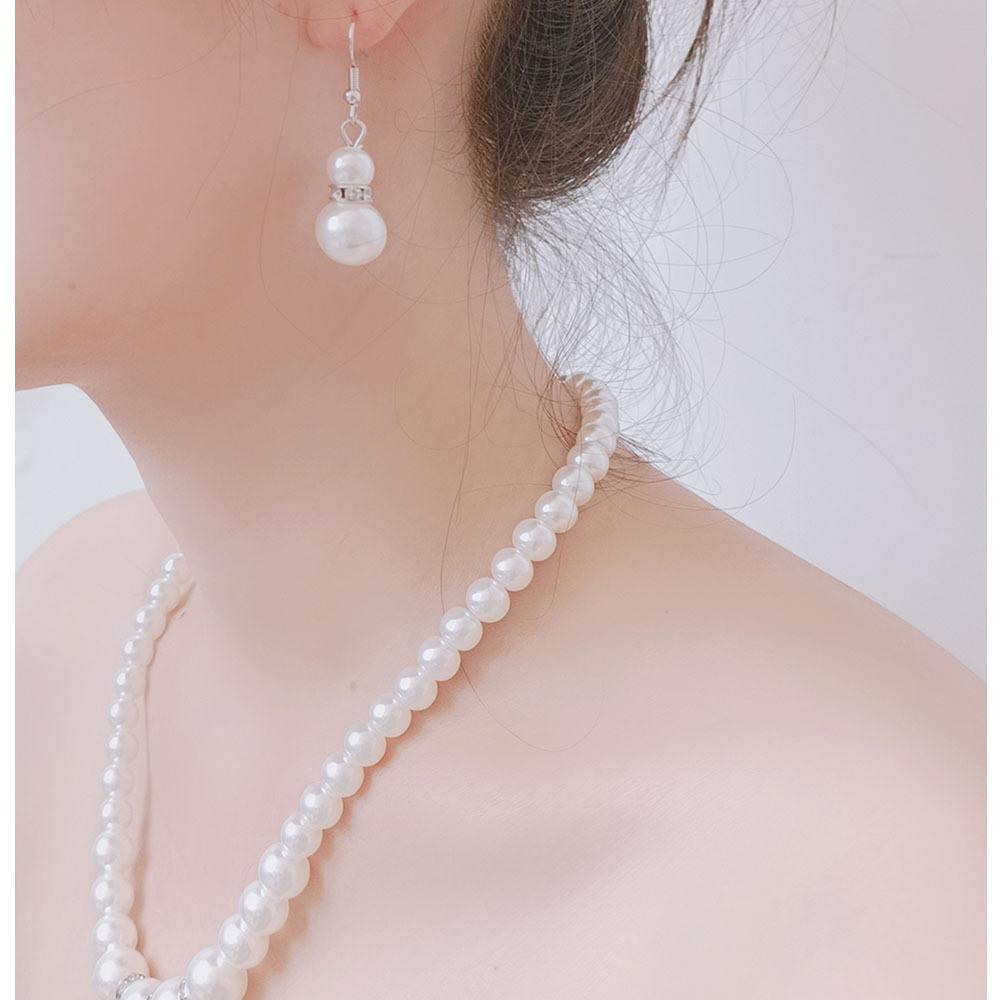 Yaxi Jewelry, Pearl Necklace Earrings Bracelet, Three-Piece Jewelry Bridal Set