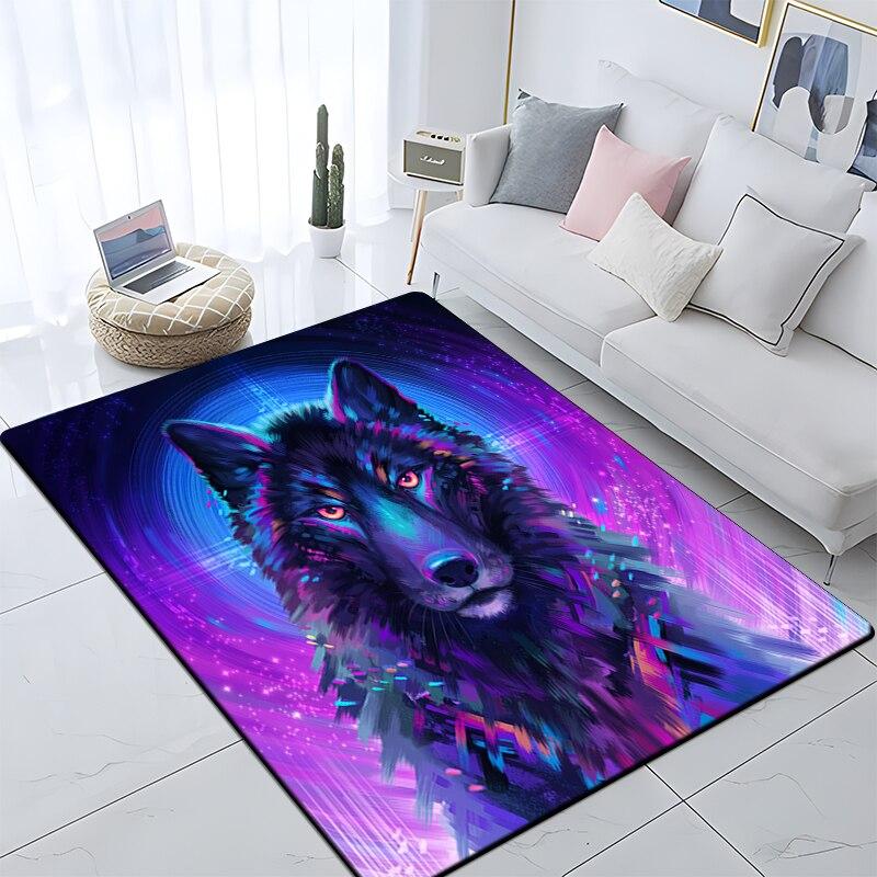 Art Animal Wolf 3D Print Carpets for Living Room Bedroom Decor Carpet Soft Flannel Home Bedside Floor Mat Play Area Rugs Gifts