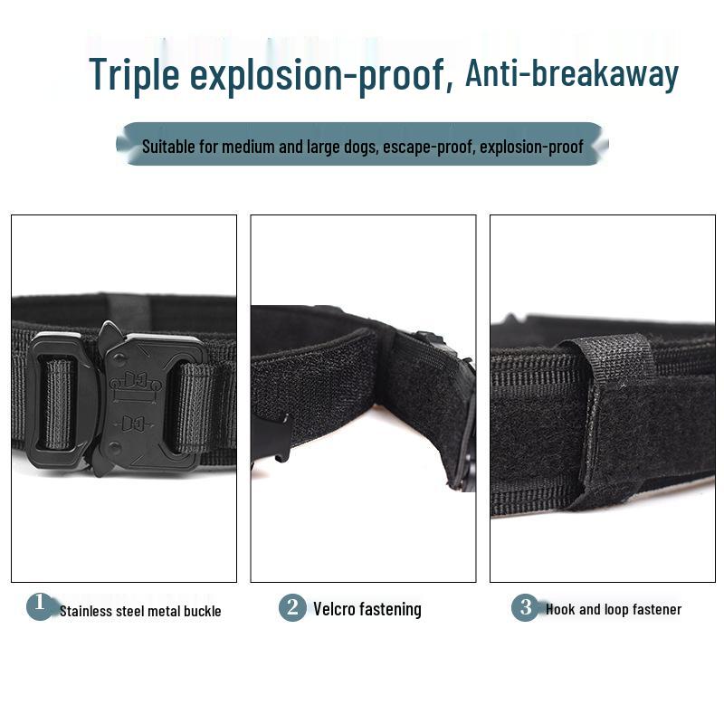 Adjustable Nylon Tactical Dog Collar for AirTag – Anti-Escape & Anti-Explosion